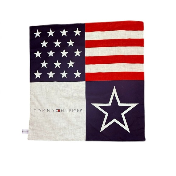 Vintage Y2K Tommy Hilfiger Red and Blue Star Cotton Square Scarf - Picture 1 of 5